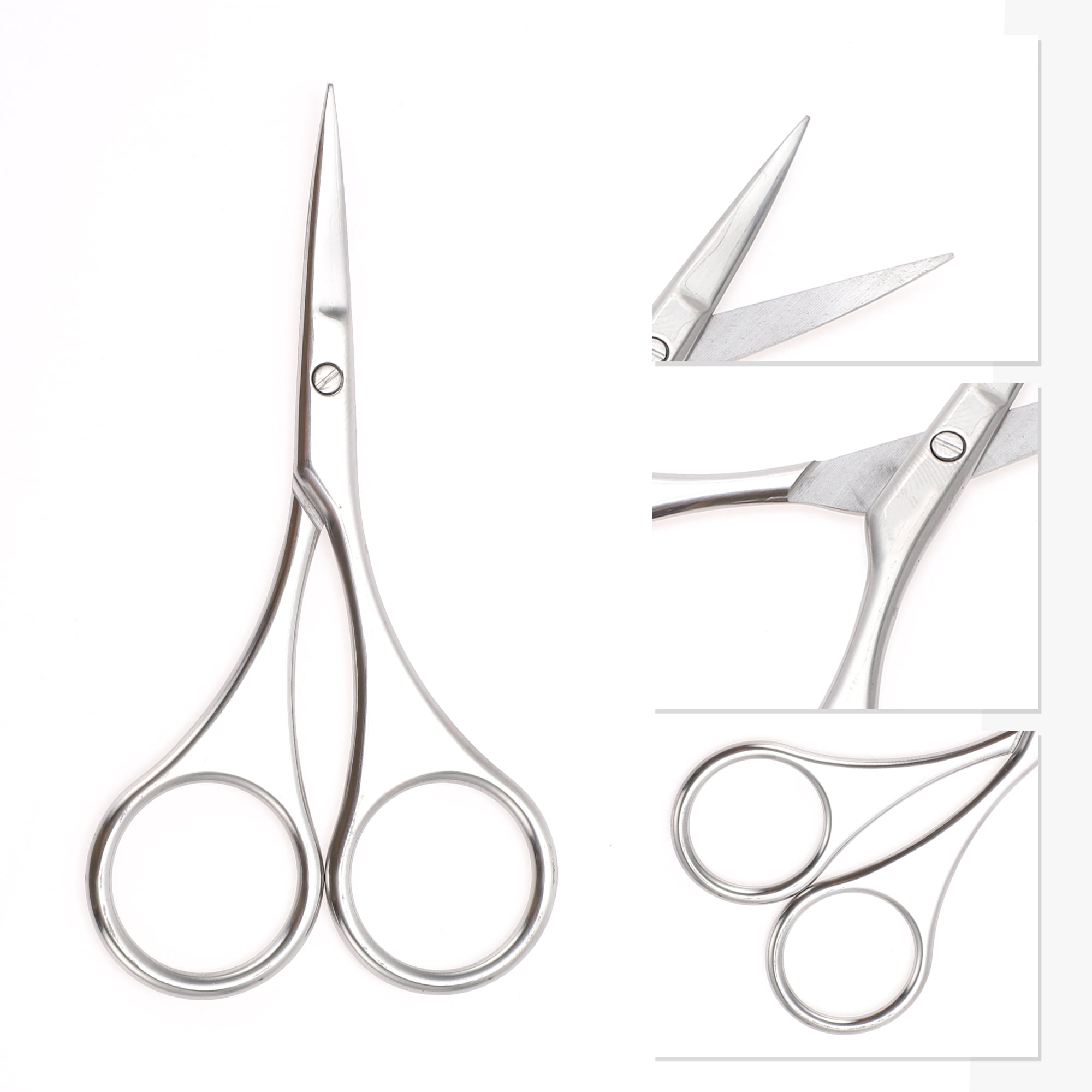 Unique Bargains Bend Scissors Eyebrow Trimmer Scissors Silver Tone 1 Pc