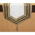 thumbnail image 3 of Decorative Table Runner Ivory, 14 inch wide x 60 inch long Silk Beaded Table Runner Golden Pearls Sequin Bead Crystal Stone Embroidered Pleated - Ivory Crystal Sequin, 3 of 5