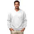 thumbnail image 6 of Sweatshirts for Men V Neck Pullover Long Sleeve Sweat Shirt Plain Casual Tee Soft Pullover Top Ribbed Cuffs Mens Solid Casual Sweatshirt for Fall Winter Daily Basic Wear Home Lounging White 2XL, 6 of 6
