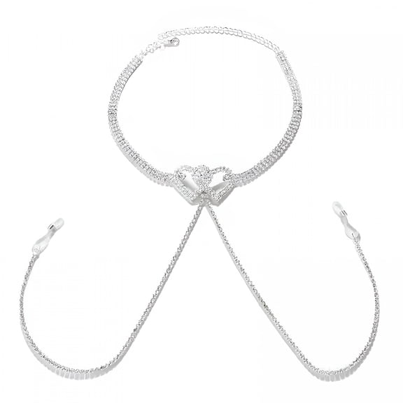 DESIGNICE 2026 New Sexy Heart Body Chains Non-Piercing Rhinestone Nipple Chain Necklace Tassel for Party,Festival,Club,Cosplay,Costume Silver