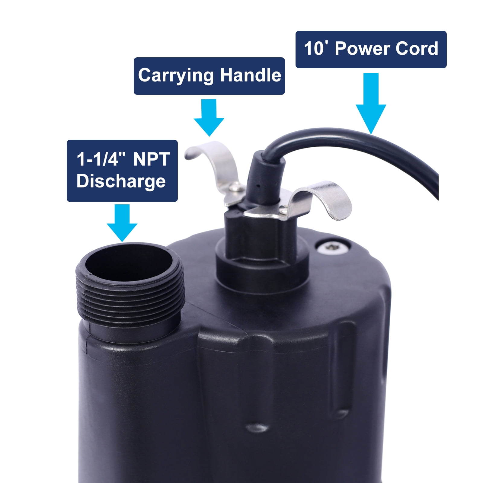 S-HOME, 1/4HP, 115V, Black, Electric, Submersible Water Transfer Pump, 2000 GPH