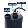 thumbnail image 2 of Submersible Water Pump, 1/4HP 2000GPH Thermoplastic Utility Pump Portable Electric Water Pump Sump Pump, With 10 Feet Power Cord., 2 of 11