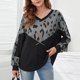thumbnail image 2 of Moda mujer Casual suelta Leapard impreso Irregular empalme cuello redondo camisetas Tops Fridja FKASFK2458, 2 of 8