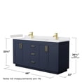 thumbnail image 5 of Wyndham Collection Miranda 66" Wood Double Bathroom Vanity in Blue/Gold, 5 of 6