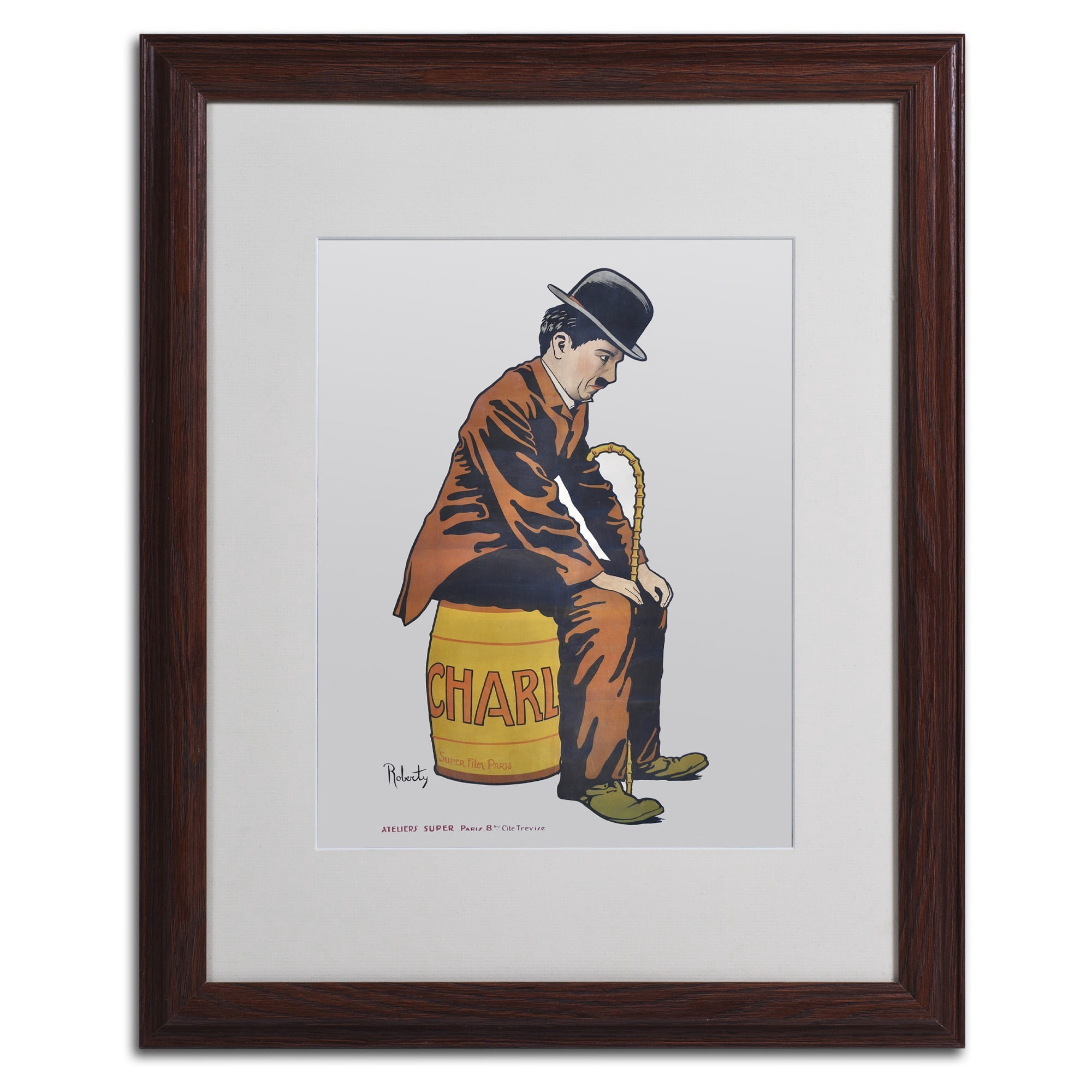 Trademark Fine Art "Chaplin" Matted Framed Art by Vintage Apple Collection, Wood Frame