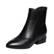 thumbnail image 1 of NECHOLOGY Botas Mujer Adulto Femenino Zapatos Botines de mujer Mujer Color sólido Cómodo Tacones cuadrados Cremallera Botines cortos Zapatos de punta estrecha (Black, 7.5), 1 of 7