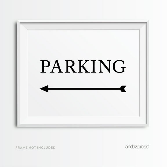 Parking Formal Black & White Wedding Party Directional Signs, Double-Sided