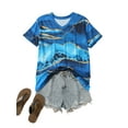 thumbnail image 3 of DYMADE Womens Summer V-Neck Short Sleeve Marble Print Basic T-Shirts, 3 of 4