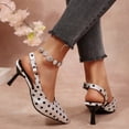 thumbnail image 6 of Women Shoes Slingback Heeled Sandals for Women Wide Width Classic Polka Dot Satin Pointed Closed Toe Thin Stiletto High Heel Adjustable Buckle Dress Pumps Women Shoes Casual Dress Black Heels Summer, 6 of 10