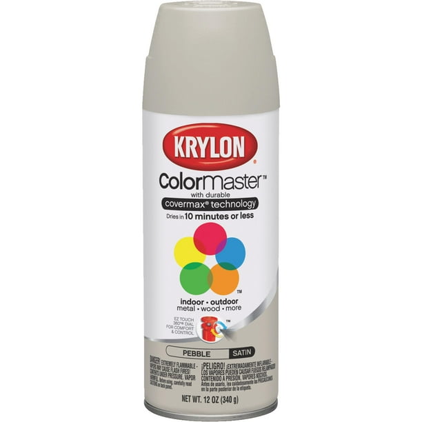 Krylon COLORmaxx K05572007 Spray Paint, Satin, Pebble Gray, 12 oz