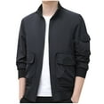 thumbnail image 2 of LOVZFMLL Jackets for Men's Solid Color Velvet Winter Windproof No Hat Long Sleeved Pocket, 2 of 8