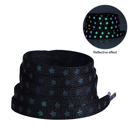 

1pair Star Pattern Shoe Lace 140cm Luminous Sneakers Flat Holographic Reflective