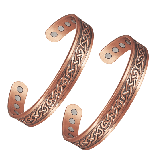 Wollet Celtic Magnetic Copper Bracelets for Men Women，2PCS