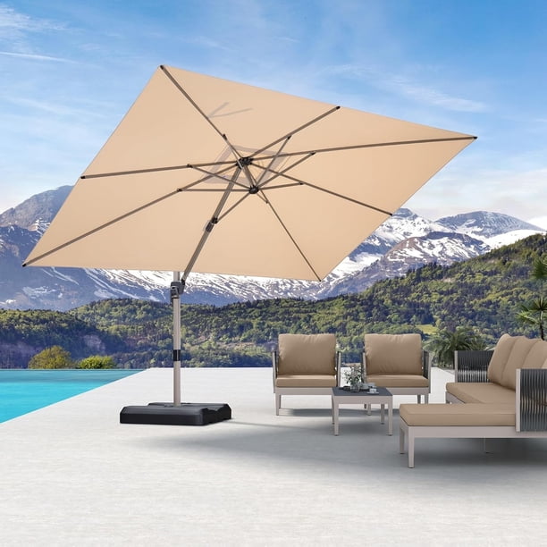 11 ft patio umbrella base GRAND 12 ft Cantilever Patio with Base, Round Large Offset Umbrellas for Garden Deck Pool Outdoor Patio Umbrella Freeport 11' Octagonal Cantilever with
