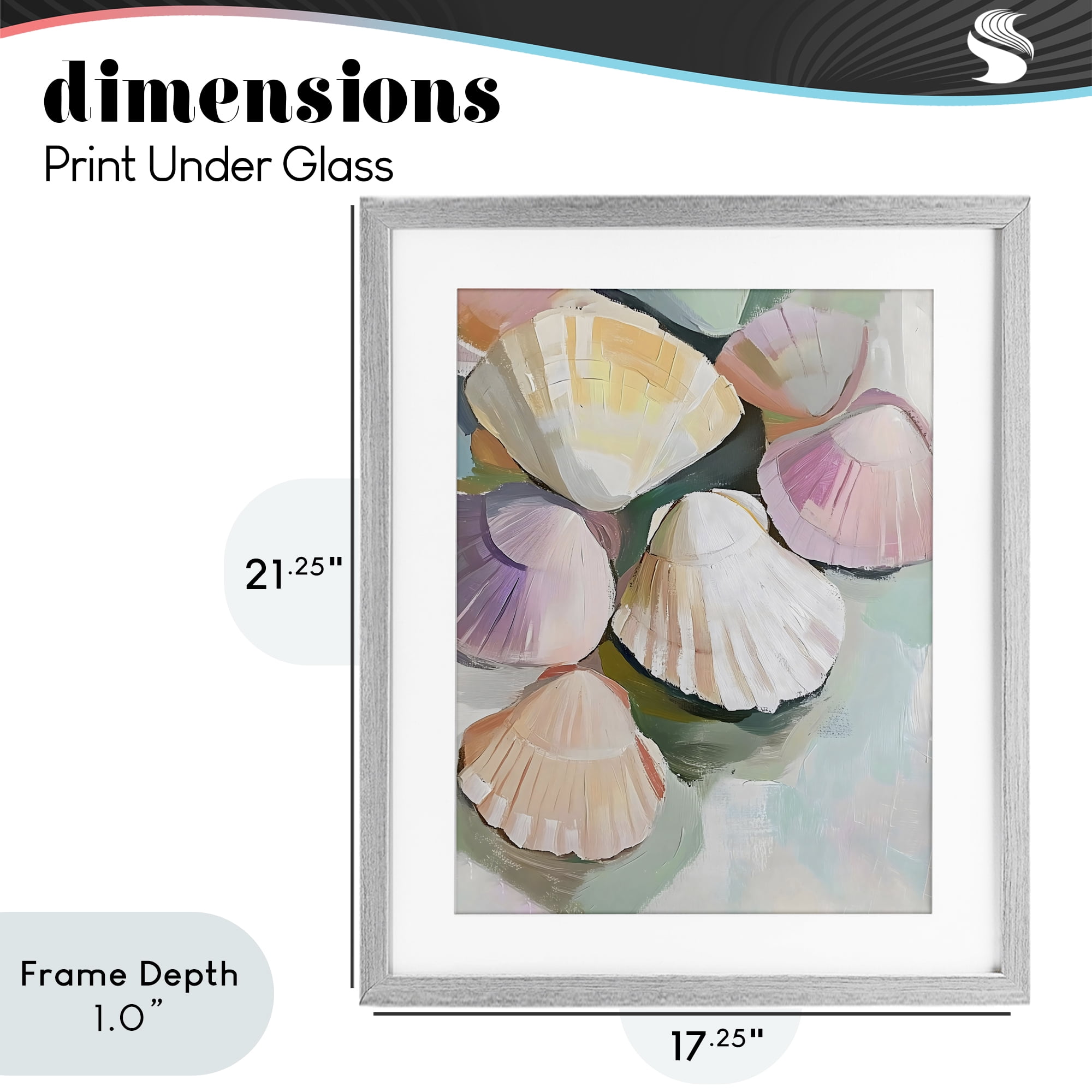 Stupell Industries Pink Seashells Marine Collection Gray Framed Print Under Glass, design by The Prints Vibe