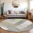 thumbnail image 5 of HomeRoots 674937 8 ft. Gray Gold & Mint Green Geometric Washable Round Area Rug with UV Protection, 5 of 9