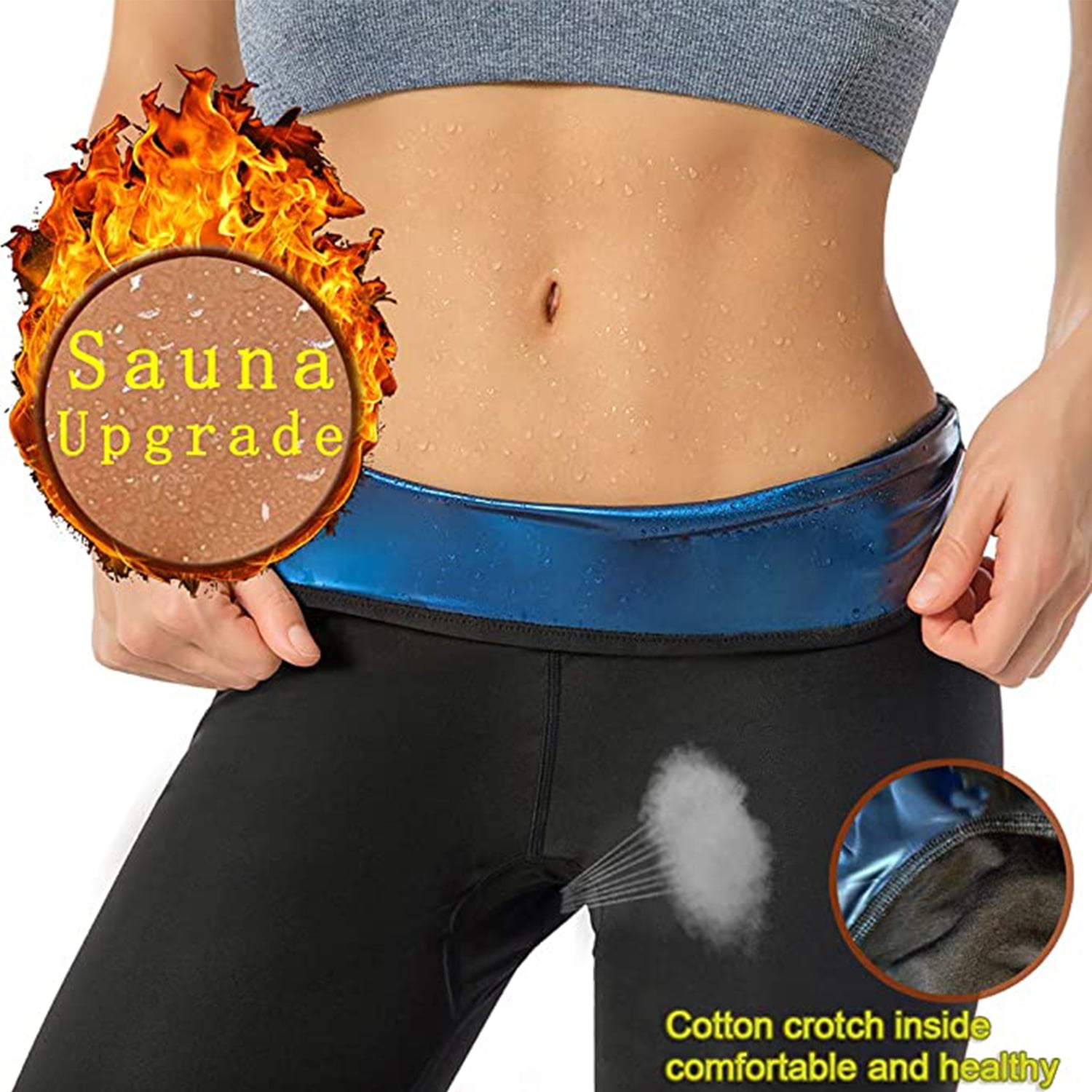 Yinuoday Womens Hot Body Shaper Cropped Sweat Pants Weight Loss Body Shaper Pants Women Slimming Pants Sauna Sweating Body Shaper for Weight Loss