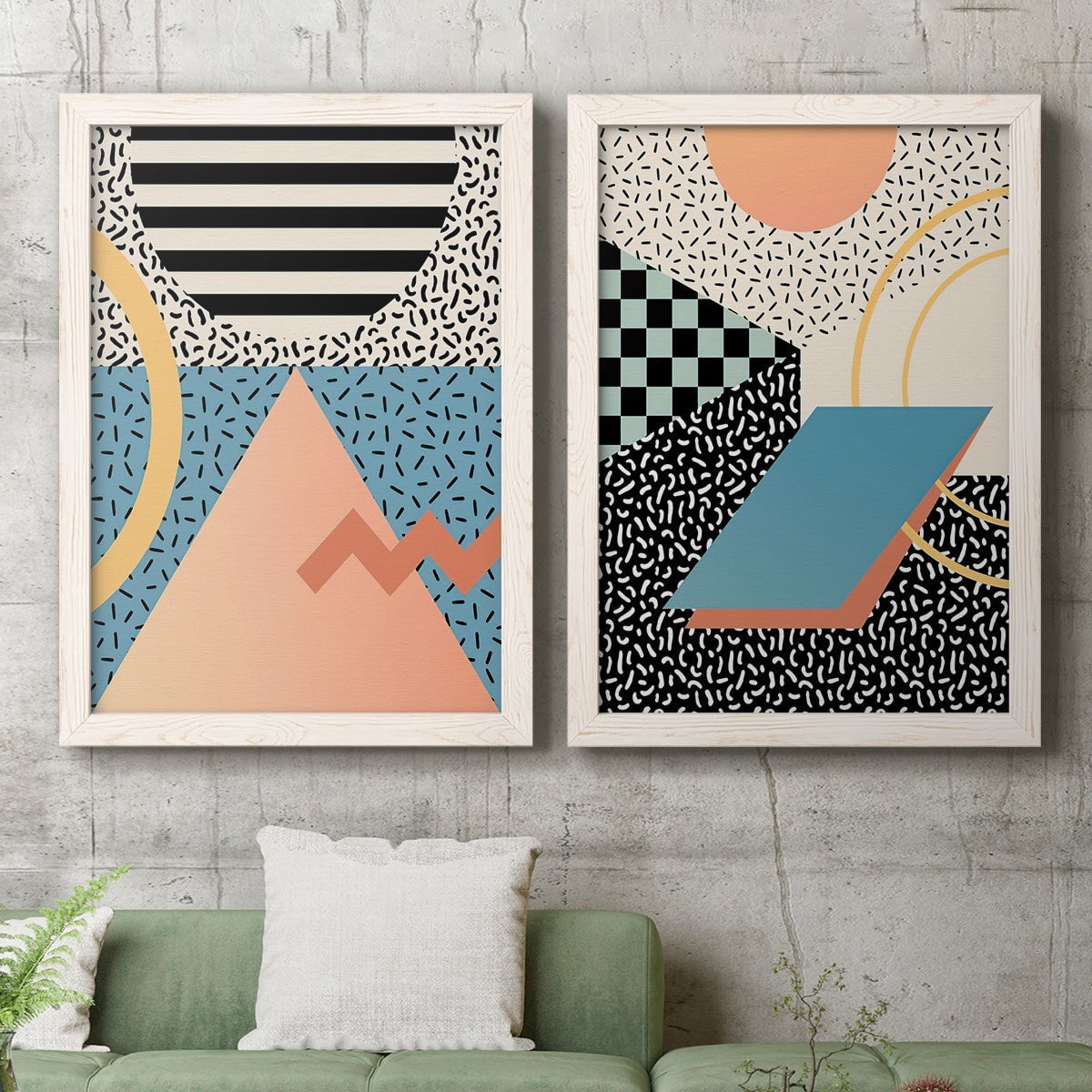 Modern Memphis I - Premium Framed Canvas 2 Piece Set - Ready to Hang