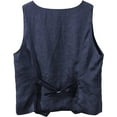 thumbnail image 2 of Amazhiyu Womens Pure Linen Sleeveless Button Down V Neck Crop Top Summer Vest Waistcoat, 2 of 6