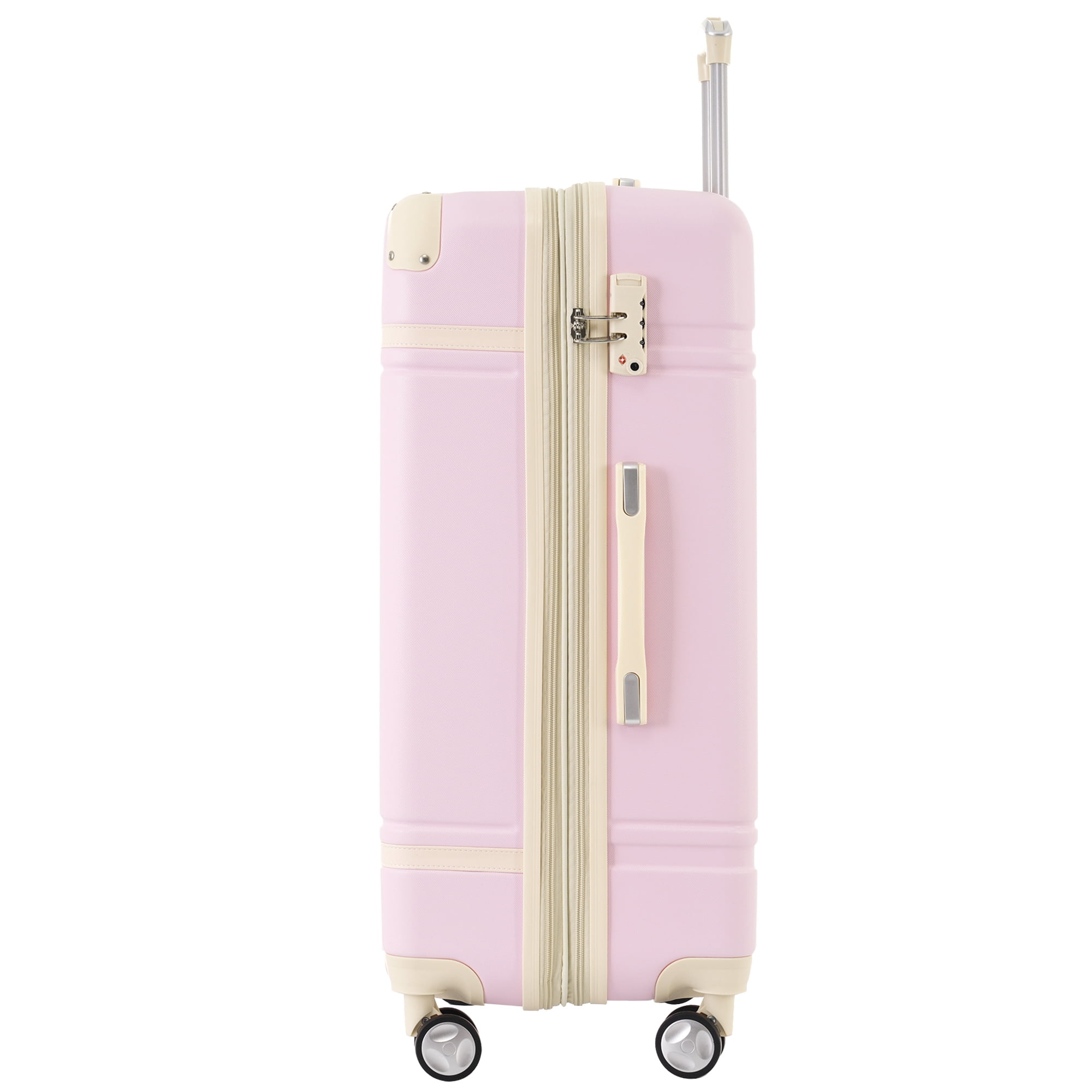 Euroco 3-Piece Luggage Sets, 28" Hardside Checked Luggage with 2 Bags,TSA Lock and Spinner Wheels,Vintage Large Lightweight Suitcase for Travel,Light Pink