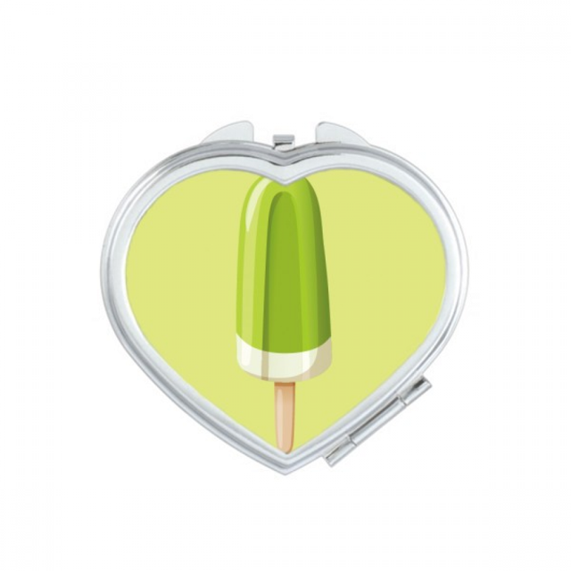 Green Mung Bean Popsicle Sweet Ice Heart Mirror Travel Magnification Portable Handheld Pocket Makeup
