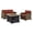 Red, variant on Pemberly Row 3-Piece Metal Patio Fire Pit Sofa Set in Brown/Sand