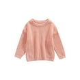 thumbnail image 1 of Faithtur Chandail Col Rond Couleur Unie pour Bébé, Tricot à Manches Longues Ample, 1 of 6