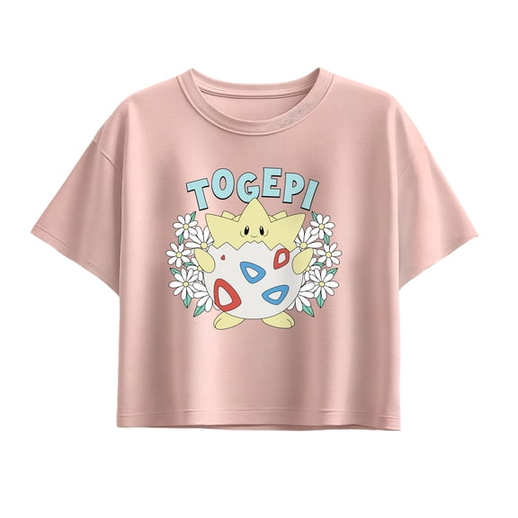 Pokémon - Floral Togepi - Youth Girl Short Sleeve Boxy Tee