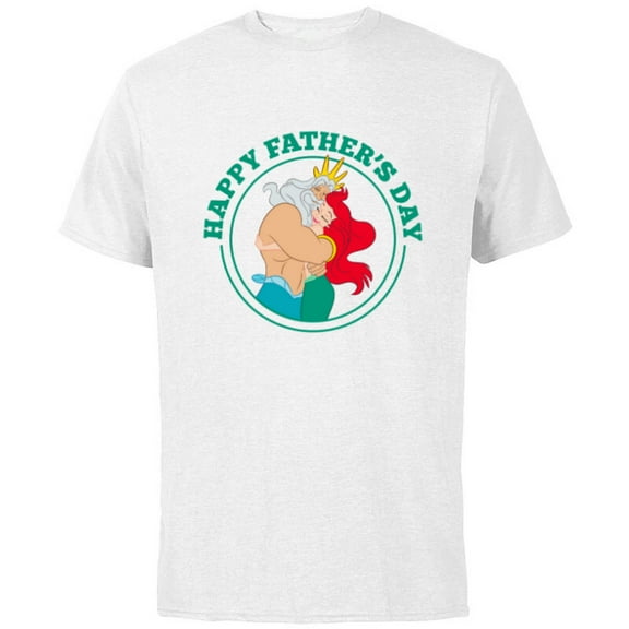 Disney The Little Mermaid Ariel and King Triton Father's Day - Short Sleeve Cotton T-Shirt for Adults - Customized-White