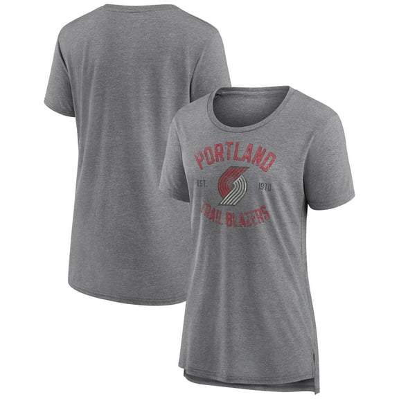 Women's Heather Gray Portland Trail Blazers Heritage Tri-Blend T-Shirt