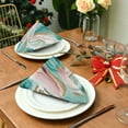 thumbnail image 3 of 1 Pack 20'' x20" Satin Table Napkins Dinner Napkins for wedding Party Decoration events Teal Swirling Marble Pattern, 3 of 6