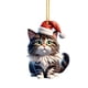 thumbnail image 2 of Adorno de gato para coche | Colgante para árbol de Navidad | Decoración navideña para el hogar | Adorno colgante de acrílico para el espejo retrovisor del coche o el árbol de Navidad, 2 of 3