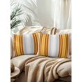 thumbnail image 2 of Outdoor Pillows Waterproof, Orange Stripes Bedding Throw Pillows with Insert for Couch Sofa Bed, Modern Farmhouse Simple Vertical Lines 12x20 Inch Pillowcases Decorative Patio Pillow Set of 2, 2 of 8