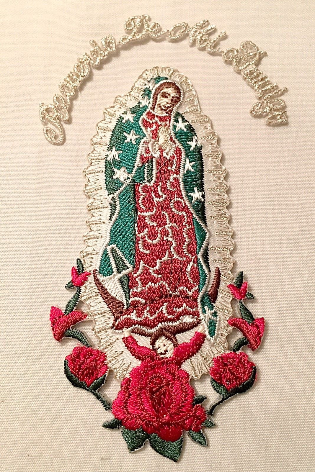 CF3883 Christening Baptism Gifts Guadalupe Virgin Mary Embroidered Iron On Patch