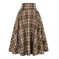 thumbnail image 2 of Joernso Women Midi Skirt Plaid Print High Waist A-Line Skirt Large Hem Design Slimming Effect Autumn Winter Skirt, 2 of 8