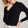 thumbnail image 5 of Black Womens Sweatshirt Women'S Autumn and Winter Round Neck Stripe Bottoming Shirt Fashion Versatile Sweater Solid Soft Sweater Fall Clothes for Women, 5 of 5