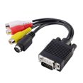 thumbnail image 1 of VGA to S-Video Terminal Adapter Cable AV Converter Audio Video Adaptor Lotus head 3RCA, 1 of 8