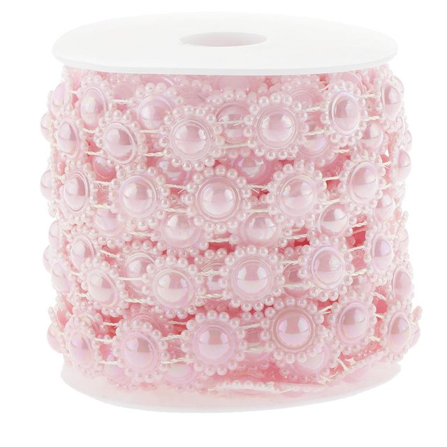 15m De Plástico Rosa Perla De Imitación En De Cadena Para El Día De San Valentín Decoración Del Partido Macarena Pearl Bead String DIY Crafts