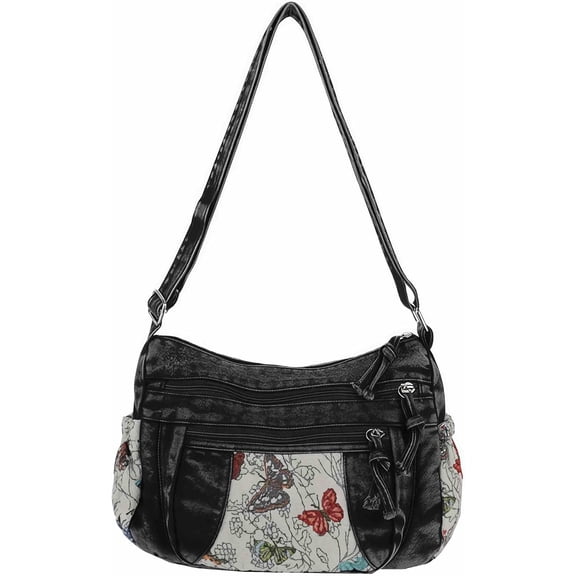 SPEKSEE Denim Purse Crossbody Bags, Boho Hobo Crossbody Bags for Women, Casual Y2K Travel Purse with Butterfly Pattern Lots of Pockets