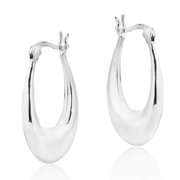 AERAVIDA Chunky Charming Oval .925 Sterling Silver Scalloped Hoop Earrings