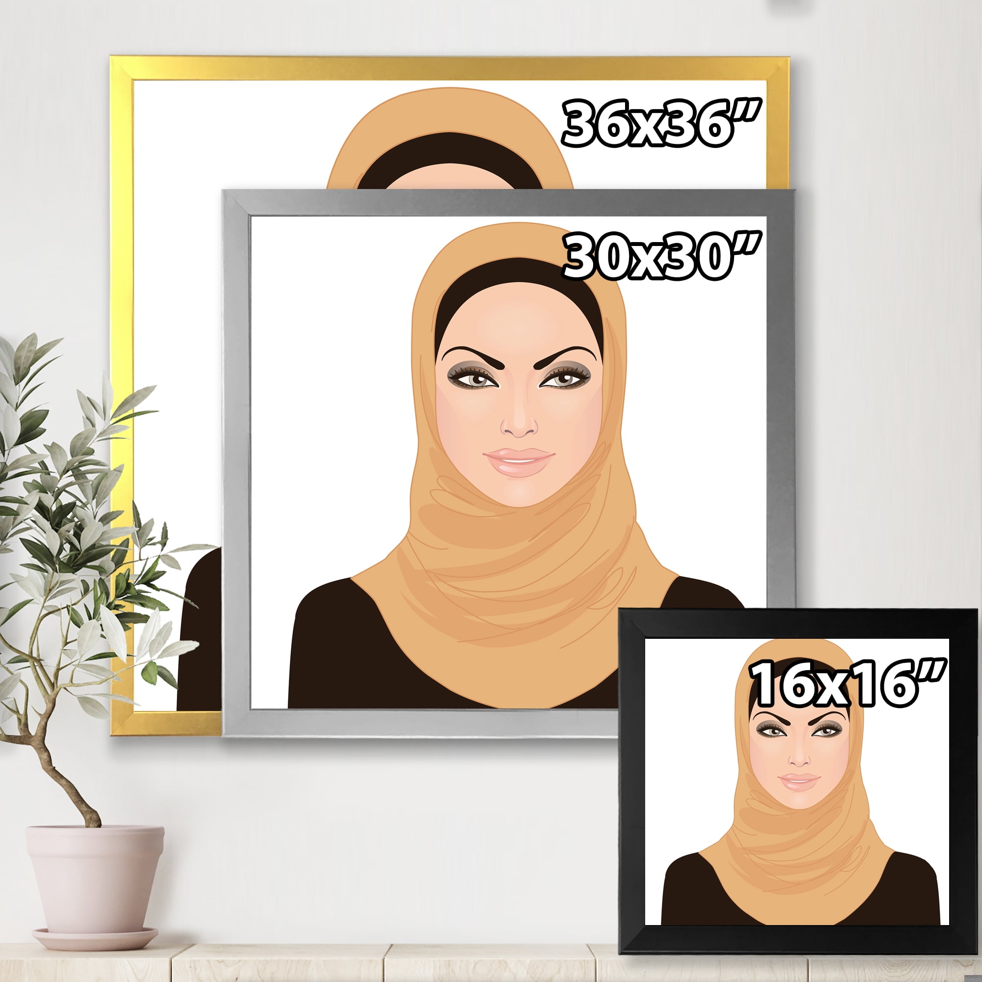 Designart 'Portrait of Muslim Girl In Traditional Hijab' Modern Framed Art Print