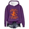 thumbnail image 2 of YVNAURA Graphic Halloween Sweatshirts for Women Why Yes Actually I Can Drive A Stick Long Sleeve Crew Neck Pullover Tops Round Neck Sassy Broomstick Fall Fashion Clothes, Purple,XL, 2 of 4