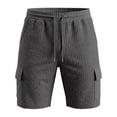 thumbnail image 5 of JTSRKL Men's Outdoor Cargo Shorts Solid Waffle Knit Drawstring Elastic Waist Multi Pocket Short Pants Lightweight Summer Beach Daily Casual Trunks Dark Gray XL, 5 of 7