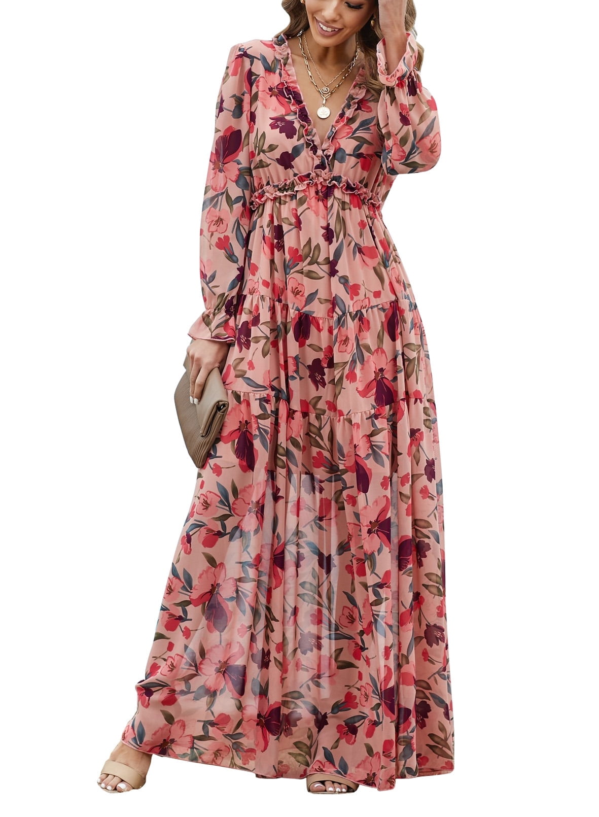Loveappella V-Neck Jersey Maxi Dress, Size S - Walmart.com