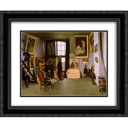 Frederic Bazille 2x Matted 24x20 Black Ornate Framed Art Print 'The Artist's Studio, Rue de la Condamine'