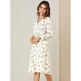 thumbnail image 4 of INSPIRE CHIC Robe Midi à Manches Longues Imprimé Floral Col en V pour Femmes, 4 of 6