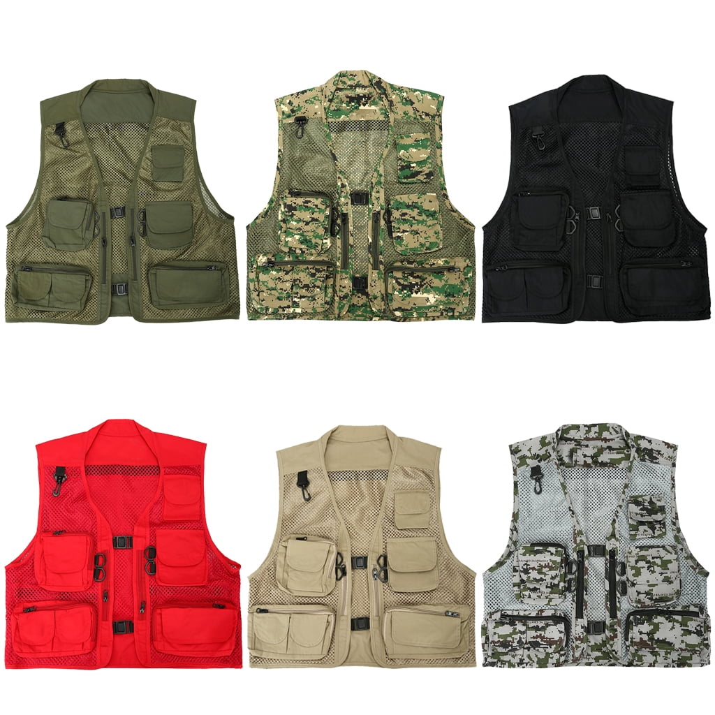 Necvior Multi Pockets Vest Men Summer Mesh Breathable Photography Waistcoat Reporter Director Casual Vest Work Uniform