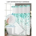 thumbnail image 4 of No Hook Cloth Fabric Shower Curtain with Snap in Liner, Turquoise Polka Dot Waterproof Shower Curtains Set with See Through Top Window, Abstract Modern Art Dots Watercolor Bath Curtains 72"x96", 4 of 6