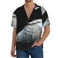 thumbnail image 2 of Zufioo White Red Cockatoo Print Mens Button Down Short Sleeve Shirt,Classic Plaid Shirt,Mens Accessories Fashion Shirt-Large, 2 of 6