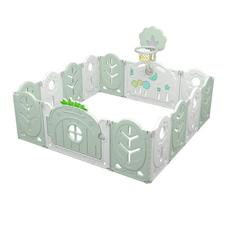 UPC: 0761193485974 | CycloneSound 14 Panel Foldable Baby Activity Center Play Yard with Lock Door and Basketball Hoop